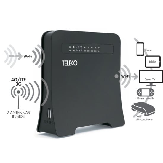 ROUTER WI-FI PORTATILE TELECO WLT24EX2 12V CON RIPETITORE WI-FI E 2 SIM CARD