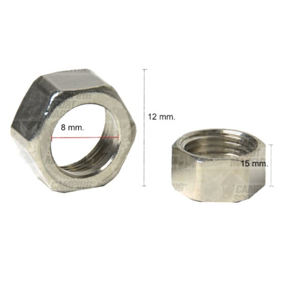 DADO ESAGONALE PER VALVOLE GAS - 8 MM - 4 PZ