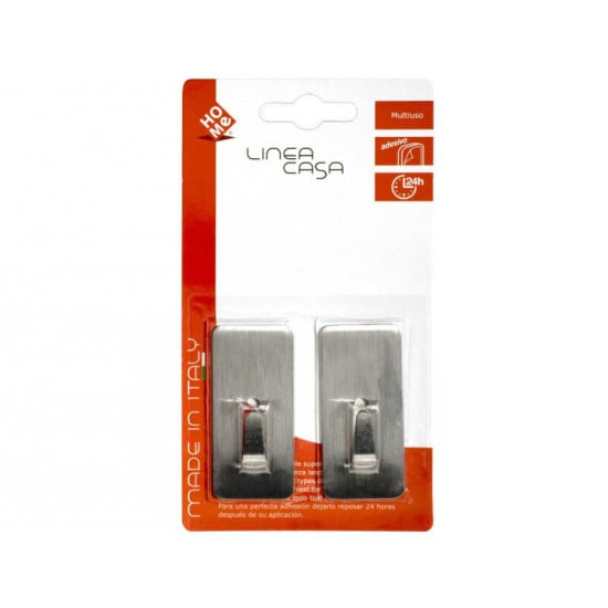 CONFEZIONE 2 GANCI INOX RETTANGOLARI GRANDI