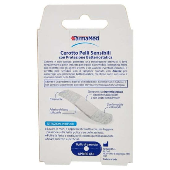 MEDICAZIONI ADESIVE DELICATE CON GARZA DISINFETTANTE - SUPER 8 X 3,8 CM - 10 PZ