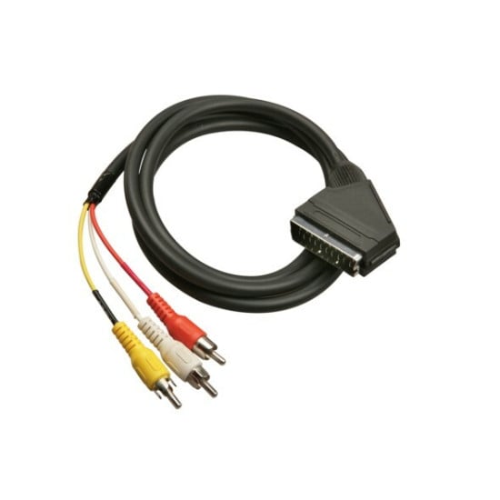 CAVO CON SPINA SCART 21poli-3RCA MASCHIO - 2 MT