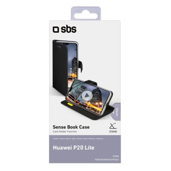 Custodia book sense porta carta di credito,  cradle in TPU per Huawei P20 Lite, 