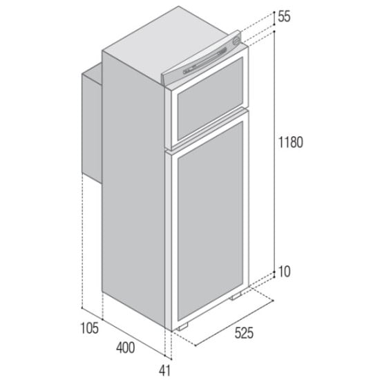 FRIGORIFERO INCASSO TRIVALENTE - VITRIFRIGO 5150 150LT - 525X1245X546 LXHXP NERO