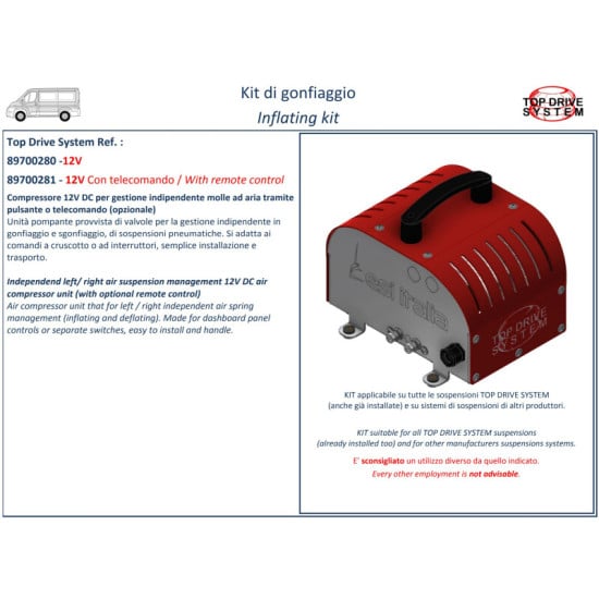 KIT COMPRESSORE AUTOMATICO PER SOSPENSIONI COMANDO REMOTO