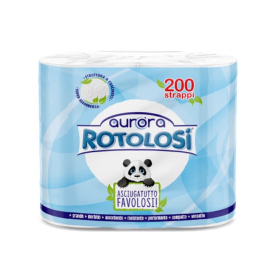 CARTA CUCINA AURORA ROTOLOSI 2 ROTOLI 2 VELI 200 STRAPPI