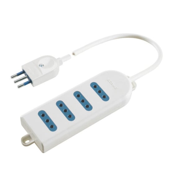 PRESA QUADRUPLA 10A 2P+T, 1,5M CAVO CON SPINA 10A 2P+T, IMQ, CE