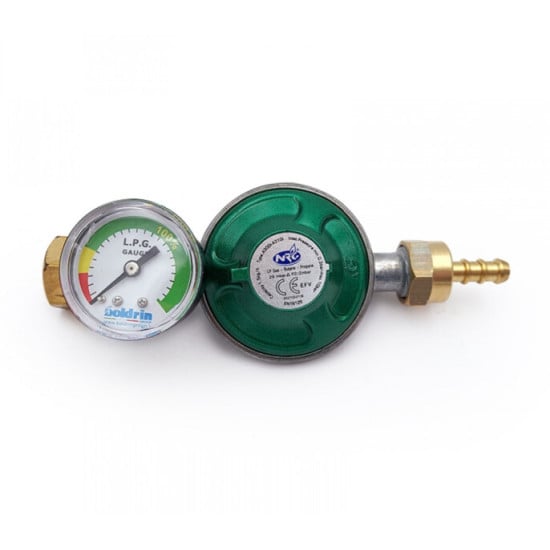 REGOLATORE GAS 29MBAR CON INDICATORE DI LIVELLO + VAL. SICUREZZA + PORTAGOMMA