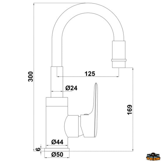 MISCELATORE A CANNA IN FLESSIBILE PER LAVELLO CUCINA COLORE GRIGIO