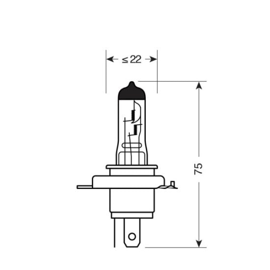LAMPADA ALOGENA 12V- H4 - 60/55W - P43T - 2 PZ - D/BLISTER