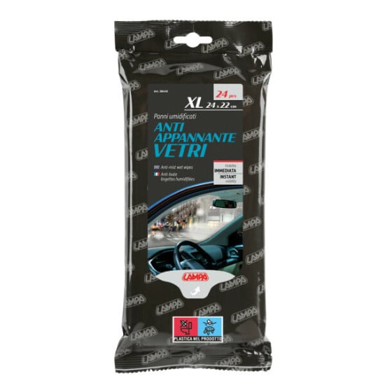 PANNI UMIDIFICATI ANTIAPPANNANTE VETRI - 24 PZ - 24X22 CM