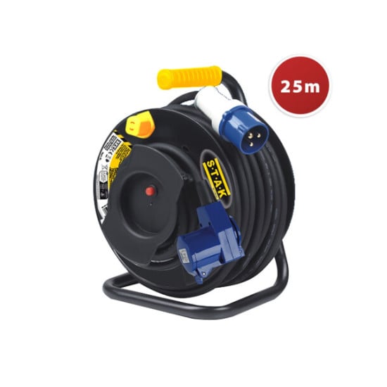 AVVOLGICAVO PROFESSIONALE, 1 SPINA CEE VS 1 PRESA IBRIDA CEE+ SCHUKO. 25M