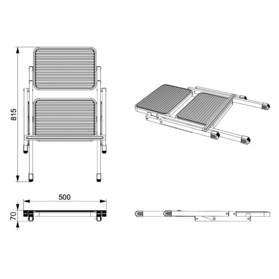 GRADINO DOPPIO PIEGHEVOLE IN ACCIAIO