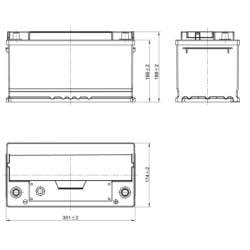 BATTERIA SERVIZI - AGM PREMIUM 92AH - 351X188X174 MM (LUN X LAR X ALT) - BASSA