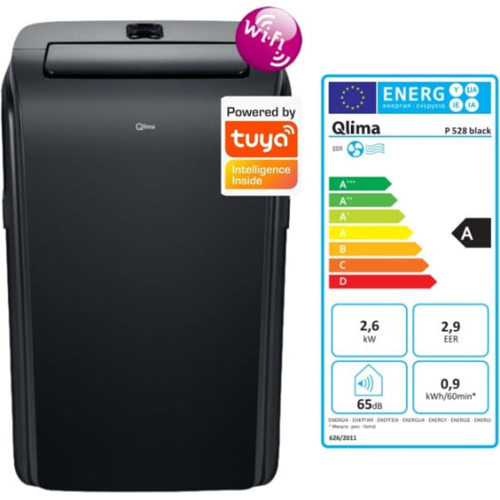 CONDIZIONATORE DEUMIDIFICAZIONE PORTATILE CON WIFI QLIMA P 528 NERO - 9000 BTU