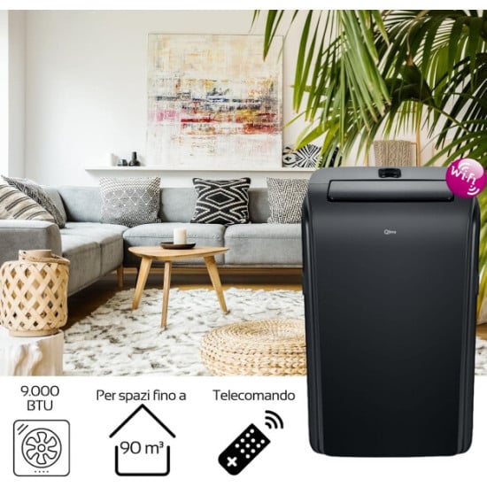 CONDIZIONATORE DEUMIDIFICAZIONE PORTATILE CON WIFI QLIMA P 528 NERO - 9000 BTU
