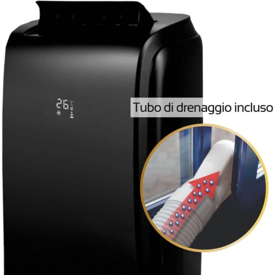 CONDIZIONATORE DEUMIDIFICAZIONE PORTATILE CON WIFI QLIMA P 528 NERO - 9000 BTU
