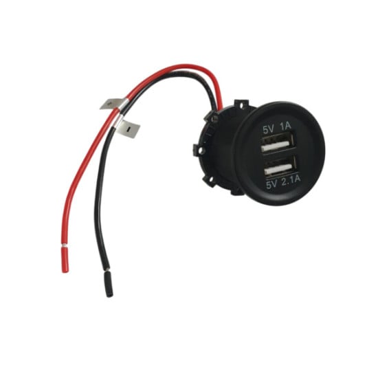 PRISE USB DOUBLE 12VDC NOIR