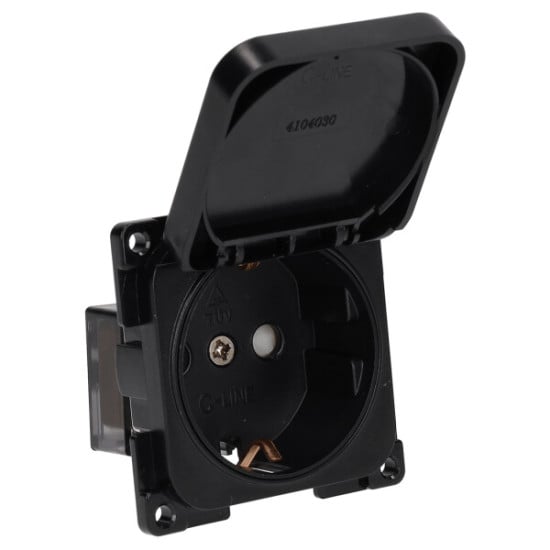 PRESA C-LINE 230V CON SPORTELLO DI COPERTURA NERO