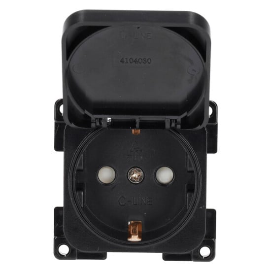 PRESA C-LINE 230V CON SPORTELLO DI COPERTURA NERO