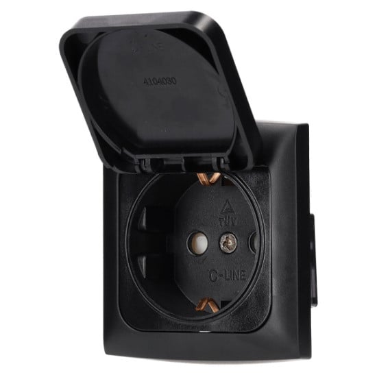 PRESA C-LINE 230V CON SPORTELLO DI COPERTURA NERO