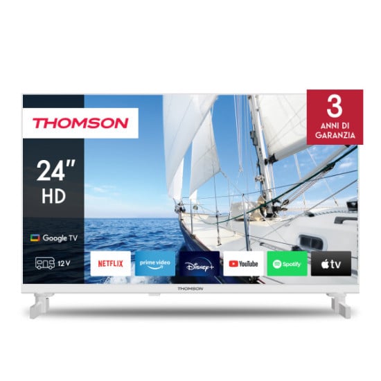 TELEVISORE - THOMSON WHITE HD TV 24 12V GOOGLE TV 5.0 - 24HG2S15CW